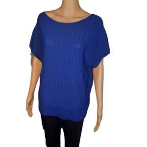 Coldwater Creek Shirt Short Sleeve Scoop Neck Electric Blue Womens Size Medium